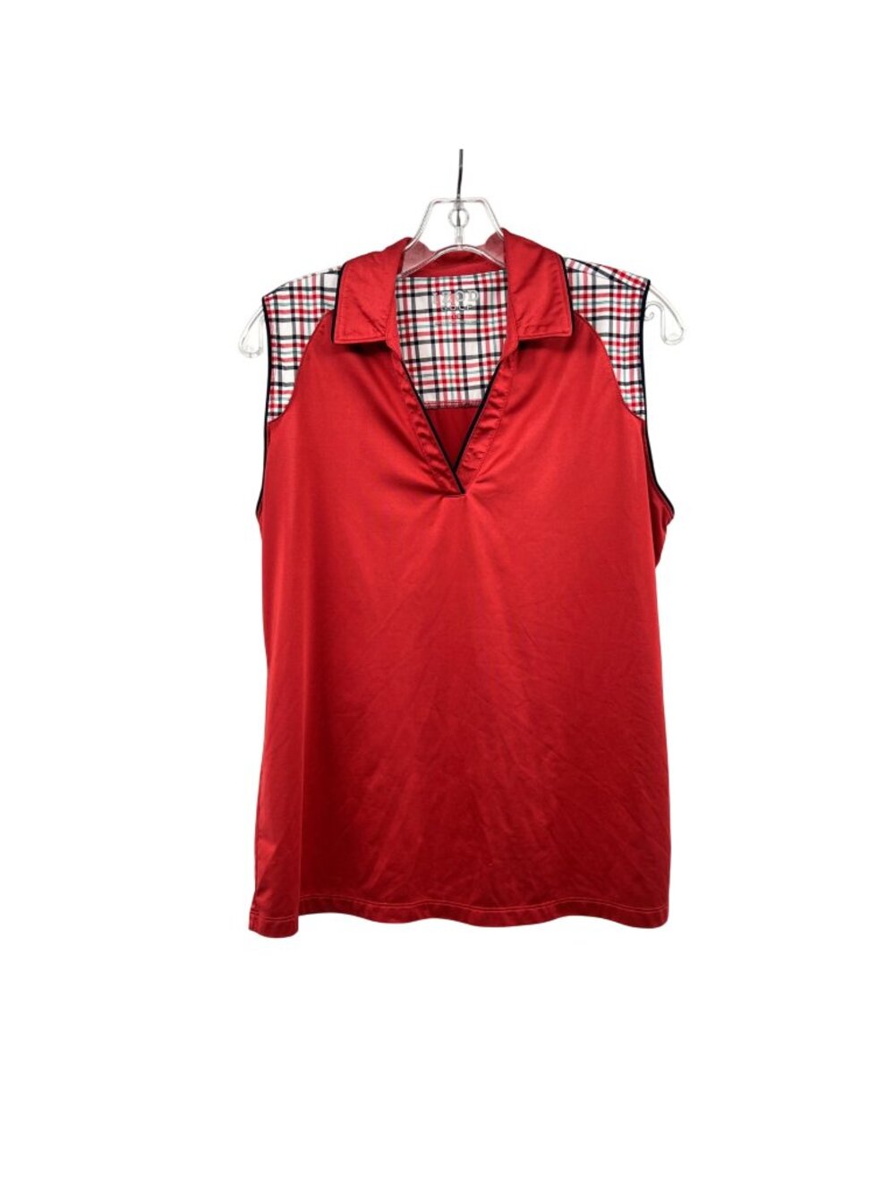 IZOD Golf Womens Sleeveless Polo Multicolor Plaid Size Large